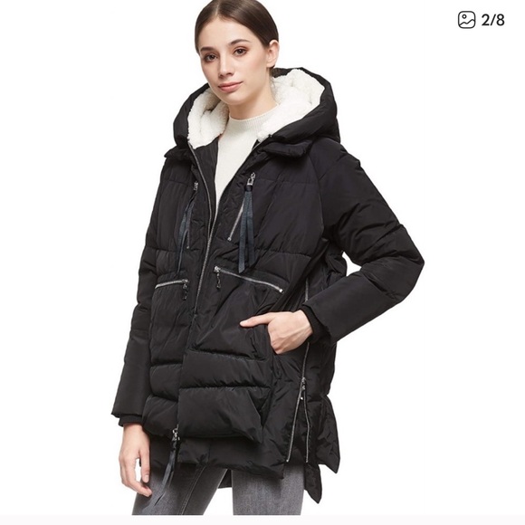 NWOT ARTTER Women's Black Hooded Puffer Jacket - Picture 2 of 5